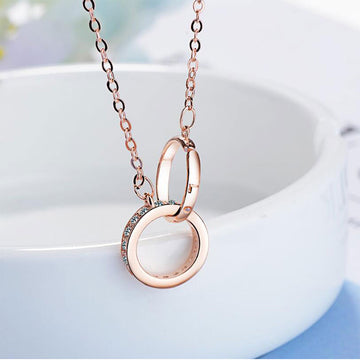 Double Ring Necklace Female Zircon Jewelry